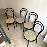 Set of 4 bistro chairs in black arched beech and canning