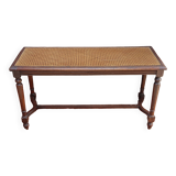 Wooden bench or piano bench with tanned seat