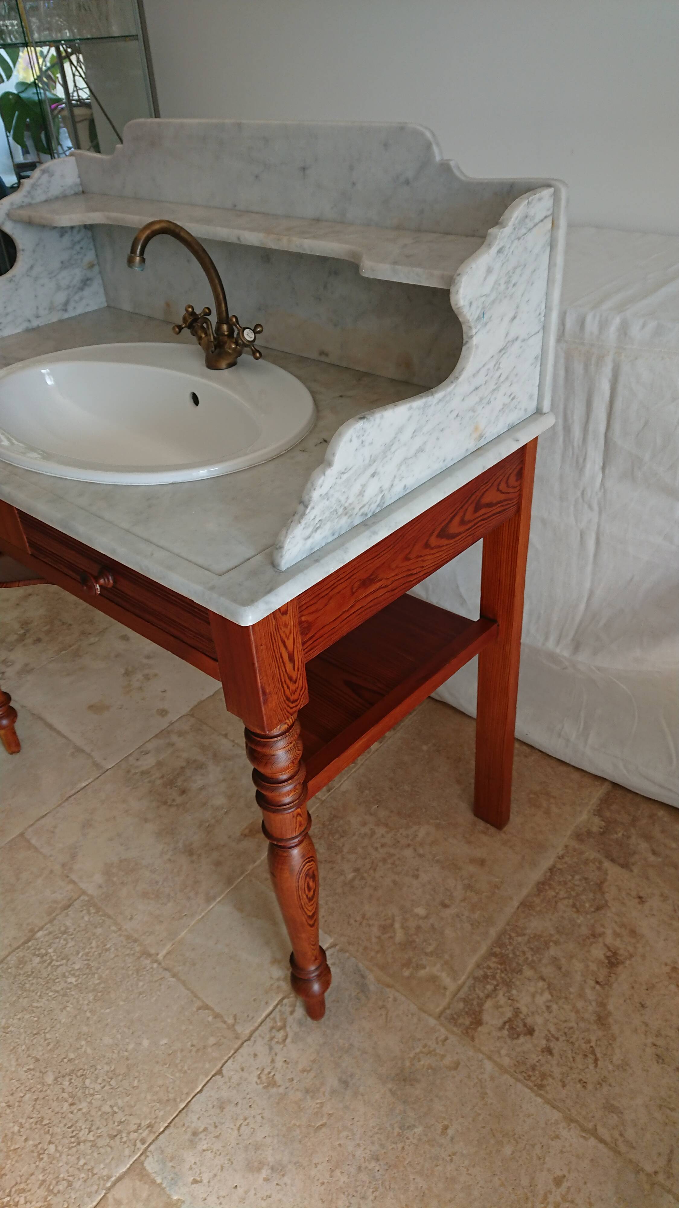 Toilet table on marble with cacker