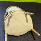 Pair of Louis XVI style armchairs, in solid walnut, re-edged and upholstered, pegged