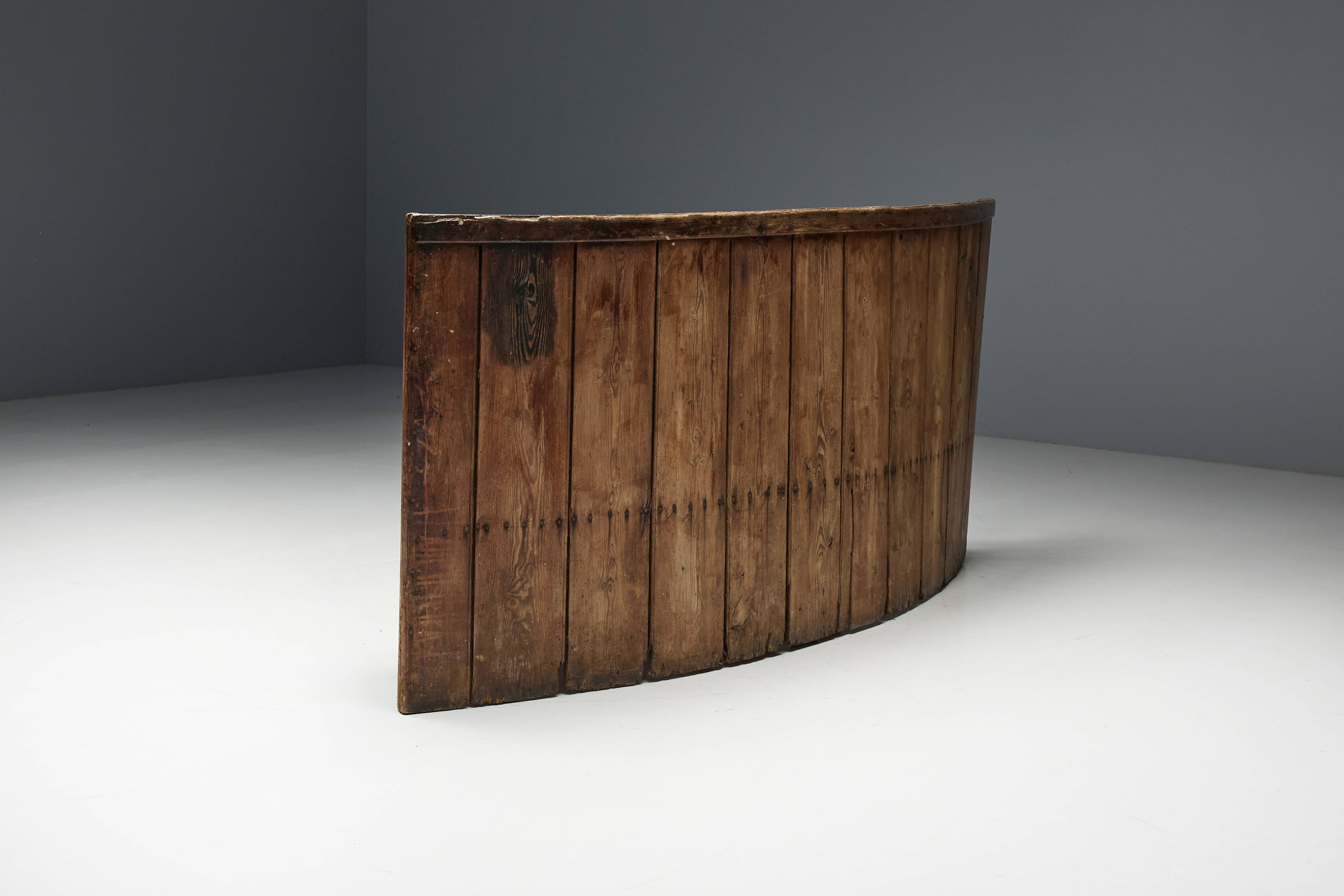 Rustic High-Back Tavern Settle, England, 18th Century