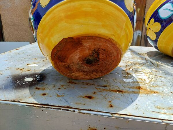 Paire de jardinières en terre cuite émaillée