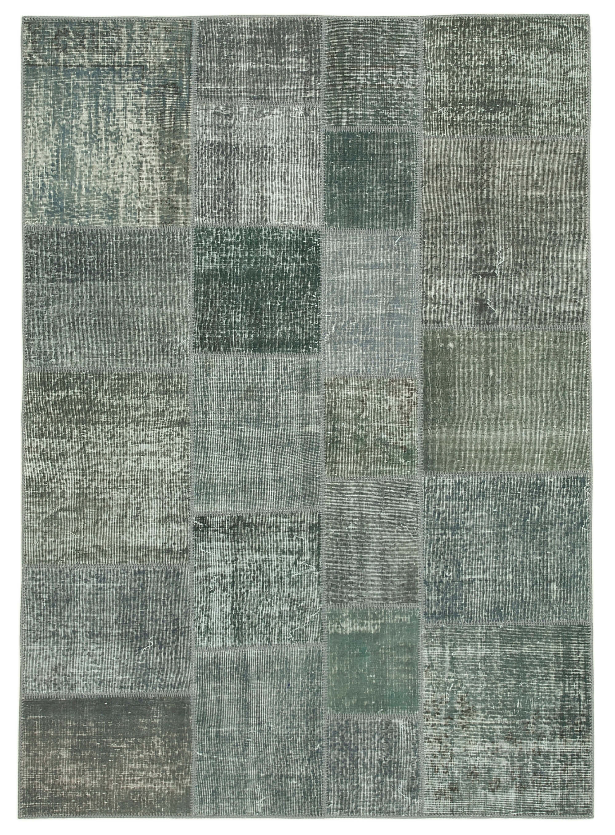 Handwoven turkish contemporary 171 cm x 239 cm grey patchwork carpet