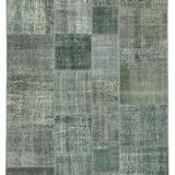 Handwoven turkish contemporary 171 cm x 239 cm grey patchwork carpet