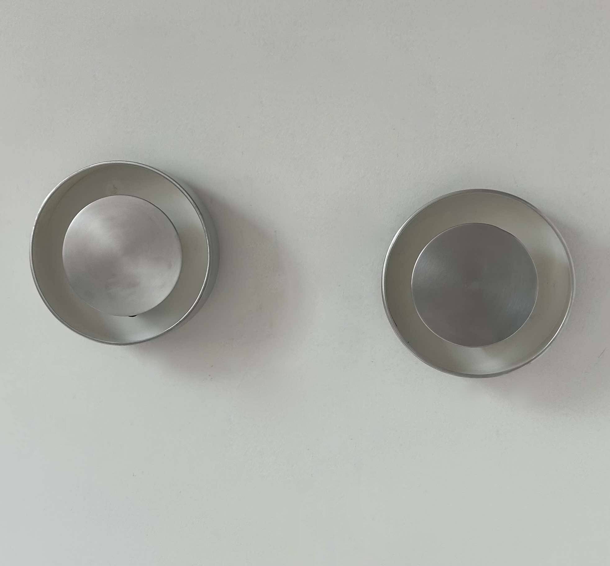 Pair of vintage wall lights, brushed metal, France 1970
