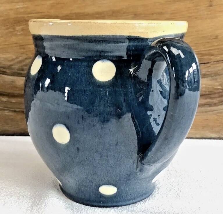 Blue Savoyard pitcher with polka dots