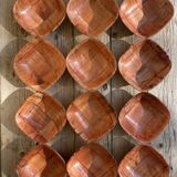 Lot de 12 coupelles vintage en bois