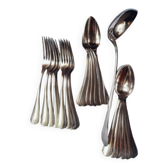 Set of cutlery forks spoons ladle Japanese silver metal from Christofle