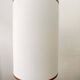 Vintage wooden lamp with white faux leather shade