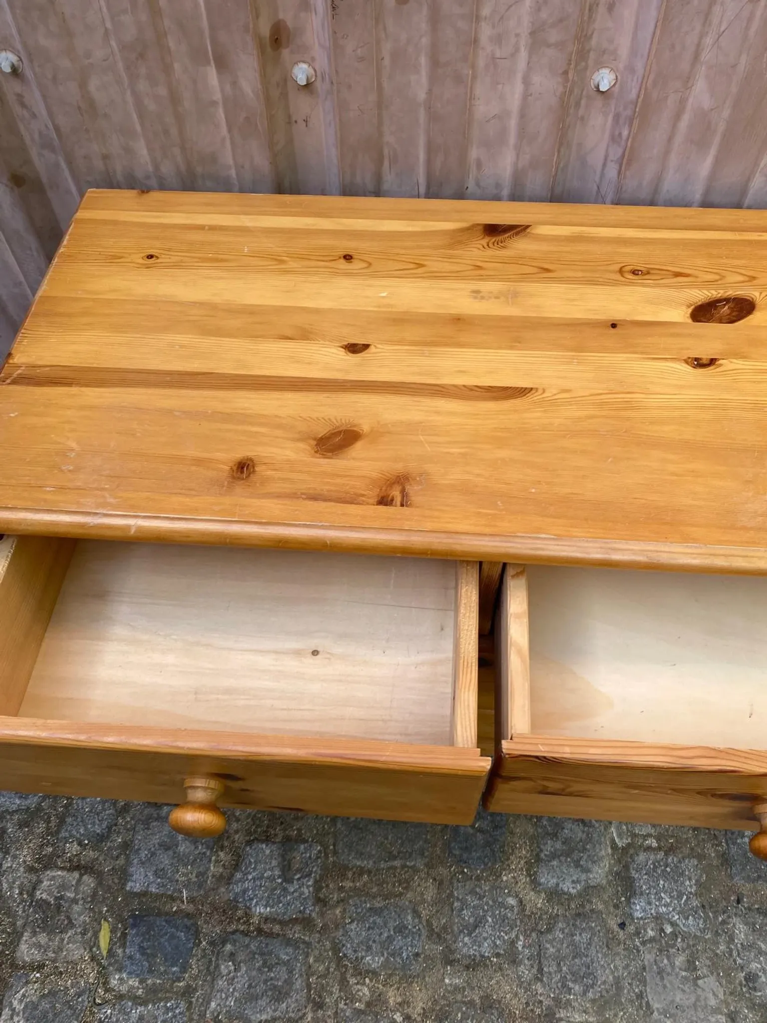 4-Drawer Chest in Solid Pine — Scandinavian / Chalet Style 1980