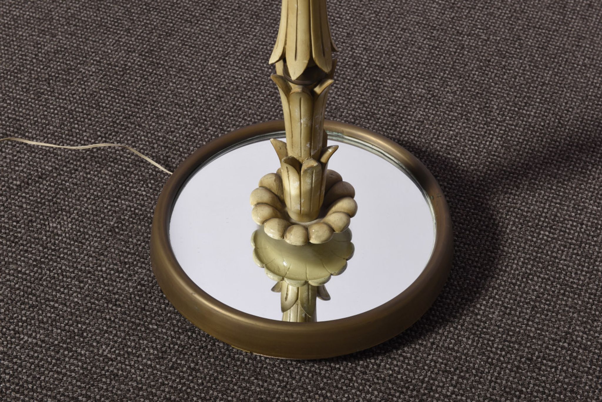 Lampadaire vintage en bois et en laiton Italie