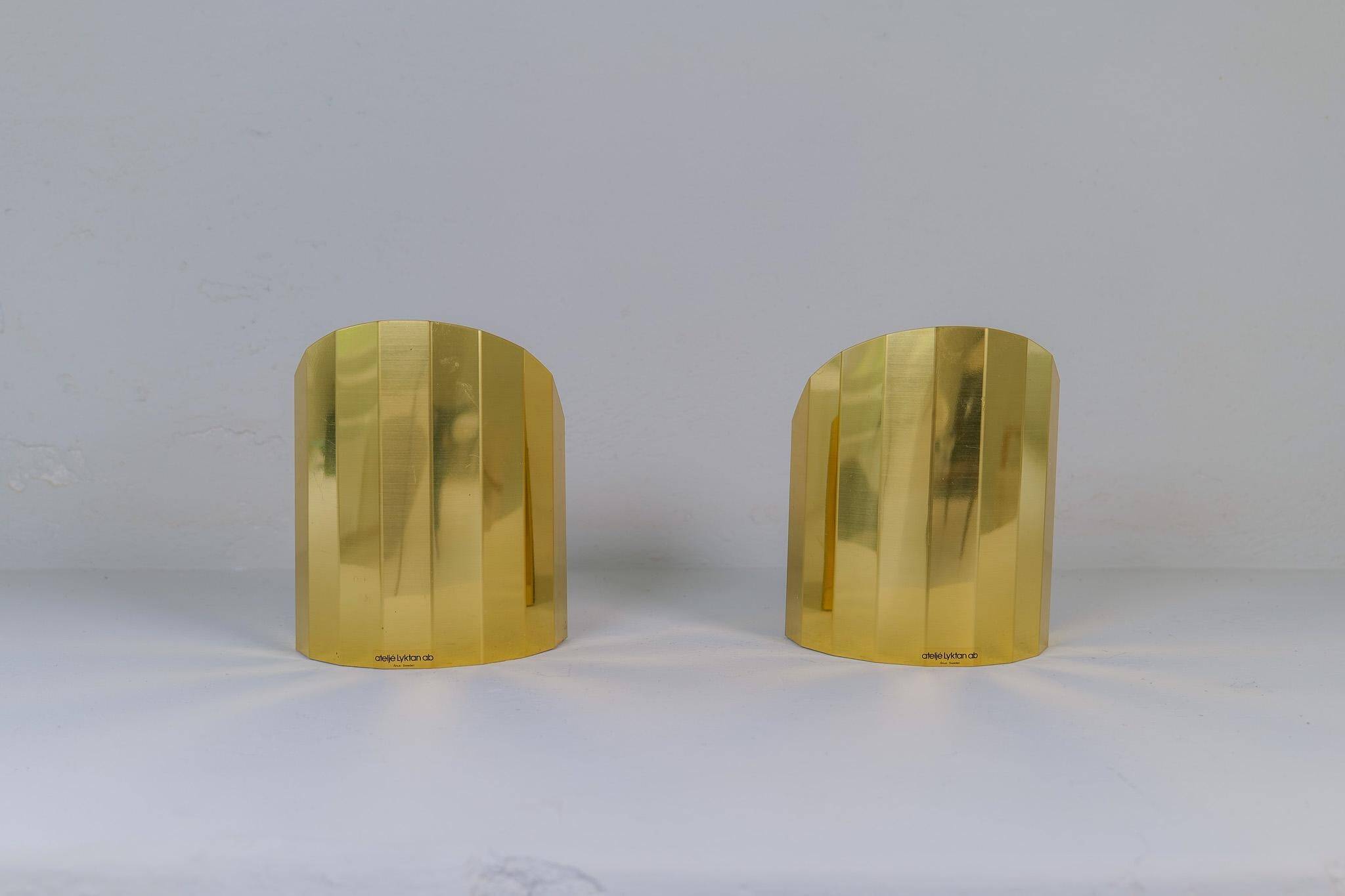 Pair of brass wall sconces in mid-century style Atelje Lyktan Sweden 1970s