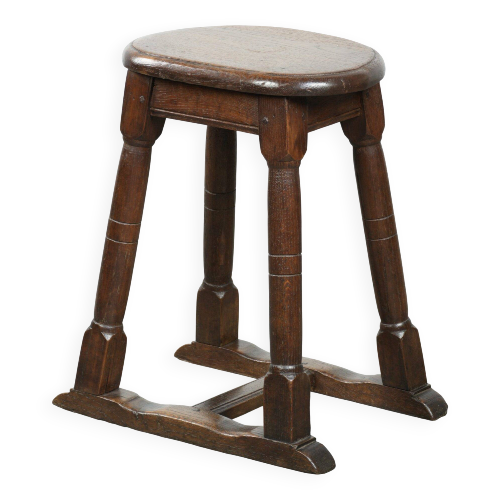 Antique Dutch oak stool from the early 19th century with a nice design