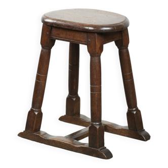 Antique Dutch oak stool from the early 19th century with a nice design