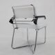 Fauteuil réglable chromé Bauhaus restauré des années 1940 en cuir blanc, Tchécoslovaquie