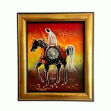 Painting signed A. ZENATI (Abderrahmane, 1943) – Oil on wood panel – Cavalier Fantasia