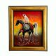 Painting signed A. ZENATI (Abderrahmane, 1943) – Oil on wood panel – Cavalier Fantasia