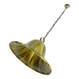 Vintage pendant lamp amber color acrylic and brass 1970s