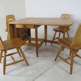 Finnish Pine Scandinavian Pirtti table and chairs dining set, 1960s