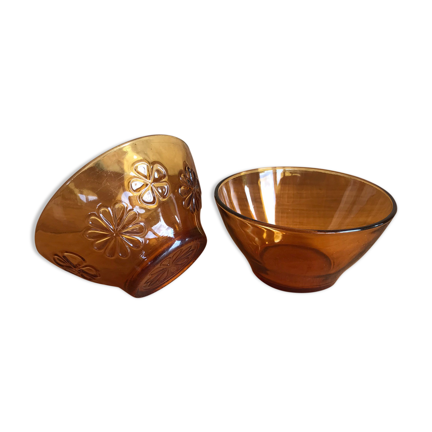 Duo de bols en verre ambré