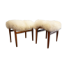 Pair of stools Italians Tibet lamb fur