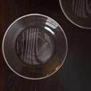 Hermès paire d'assiettes en verre à motif de dauphins