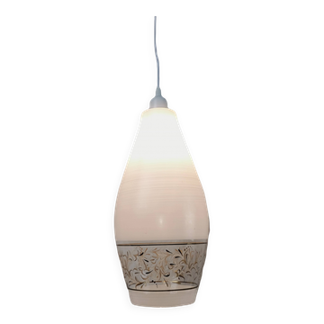 Lunel vintage textured glass pendant light, 1960s French design