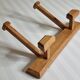 Portemanteau mural vintage en bois massif, deux patères, 35 cm