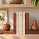Wooden bookends shaped like an apple and pear – Minimalist design