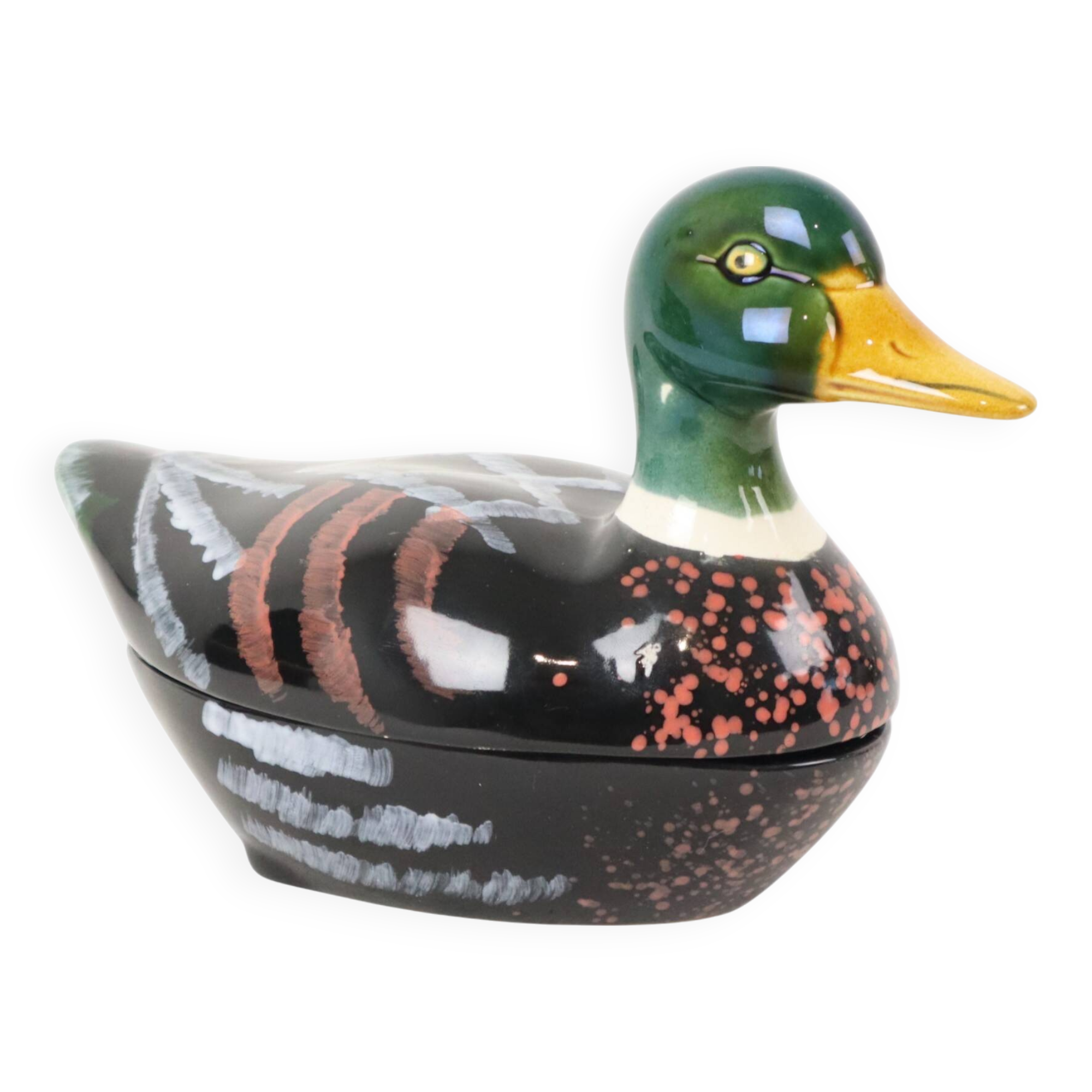 Sixties Michel Caugant Duck Terrine Pate Mold Glazed Earthenware