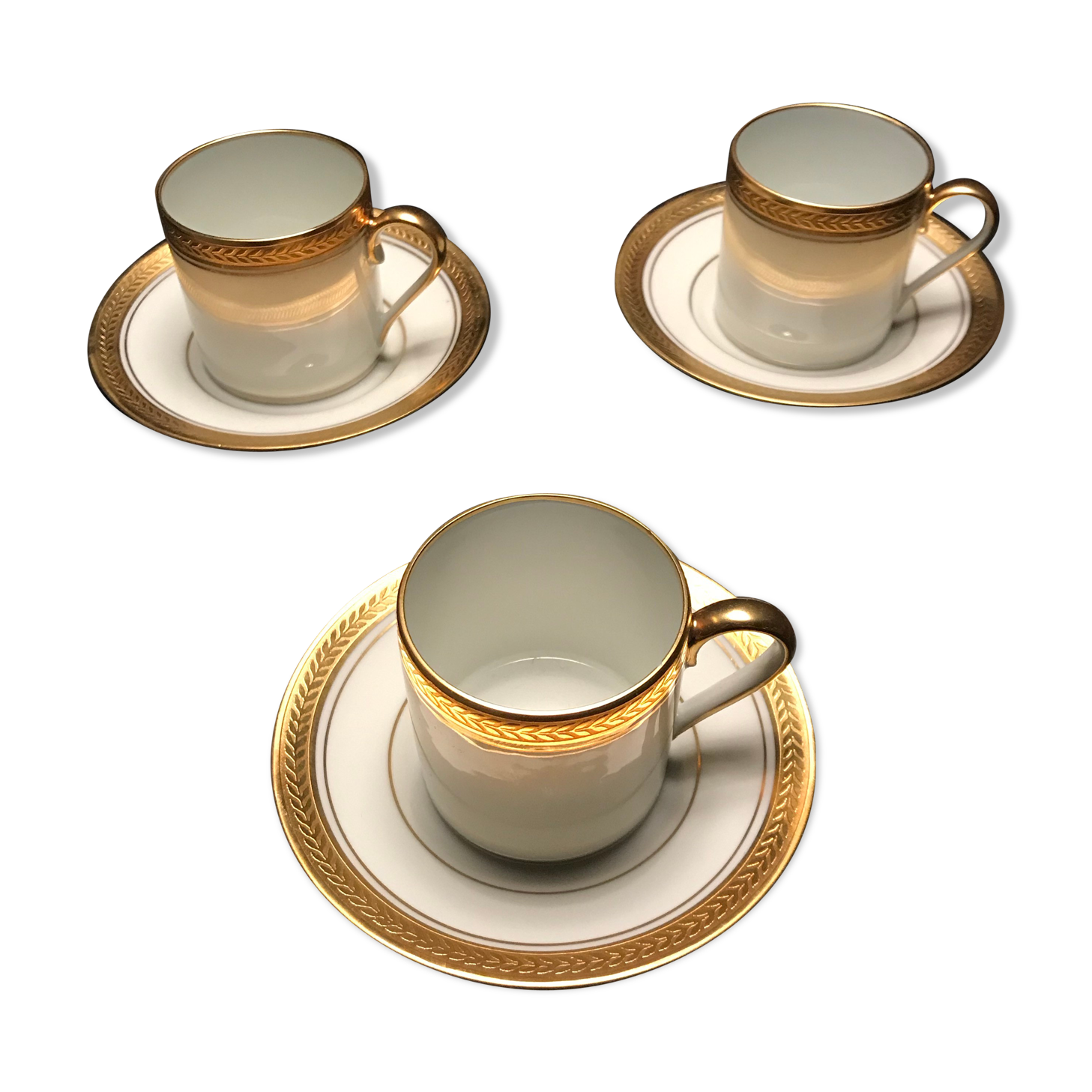 3 Coffee cups and Royal Limoges sub-cups