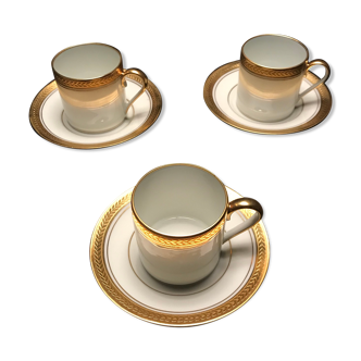 Set de 3 tasses a café et sous-tasses Royal Limoges