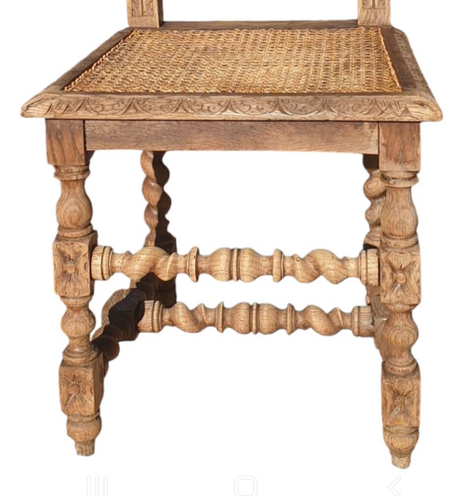 Set of 4 natural wood chairs, Henri II style