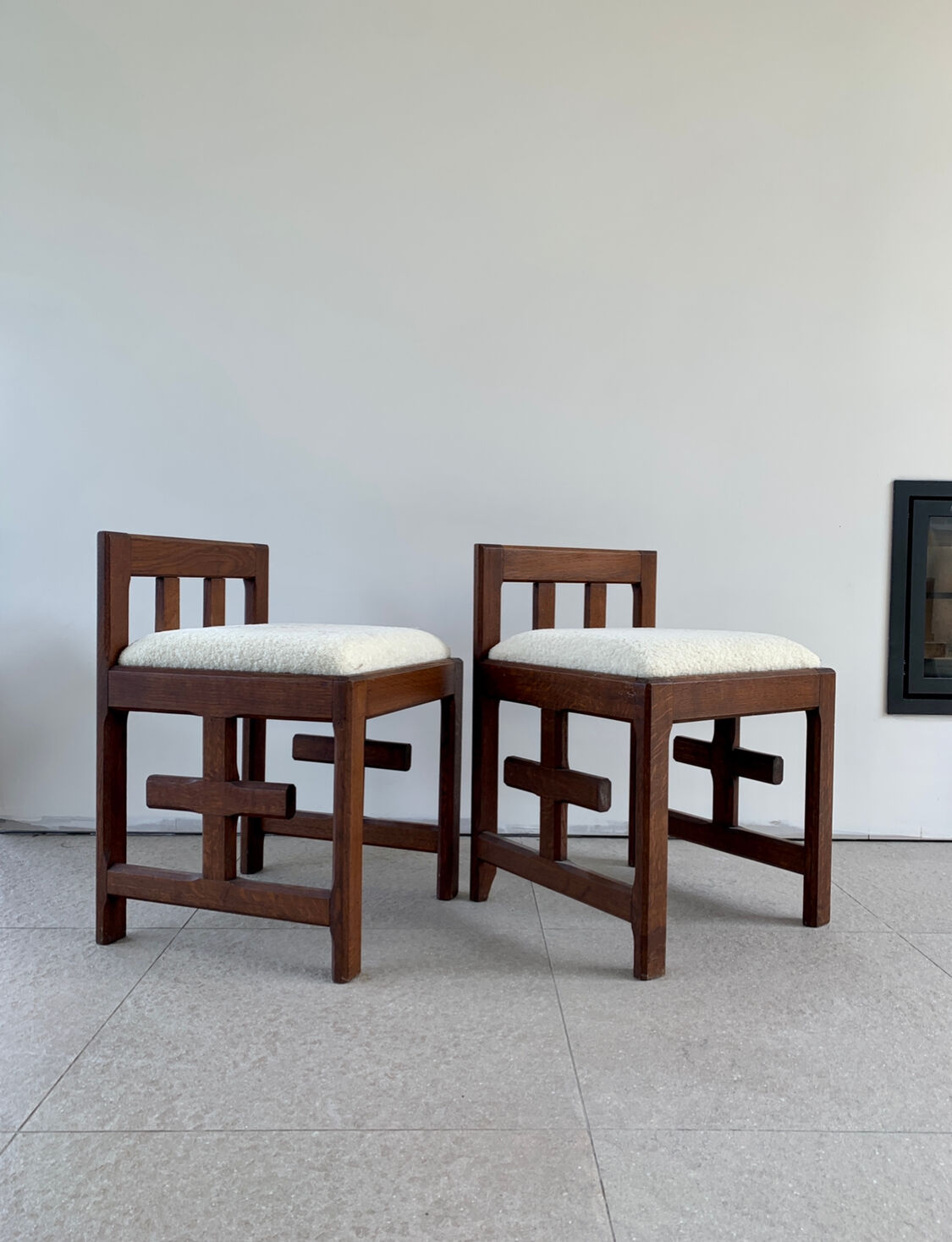 Lot de 2 chaises brutalistes avec dossier bas