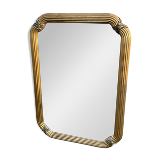 Miroir doré contour ligné