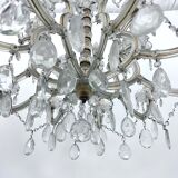 Mid-Century Maria Teresa crystal and brass large chandelier. Italy 1940s