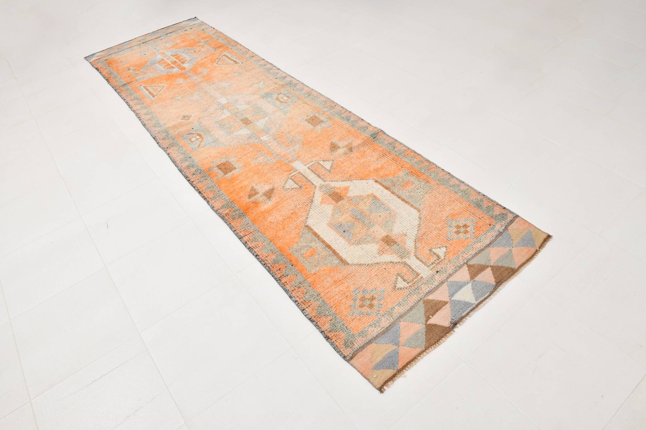 3x11 Orange Persian Runner, Rug For Hallway, Antique Runner Rug, 95x338Cm