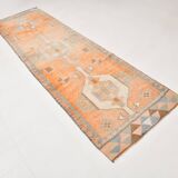 3x11 Orange Persian Runner, Rug For Hallway, Antique Runner Rug, 95x338Cm
