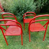 Set of 4 folding chairs in metal 70s