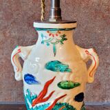 Old vintage ceramic lamp foot signed Asia China Japan
