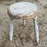 Patinated gray solid wood stool