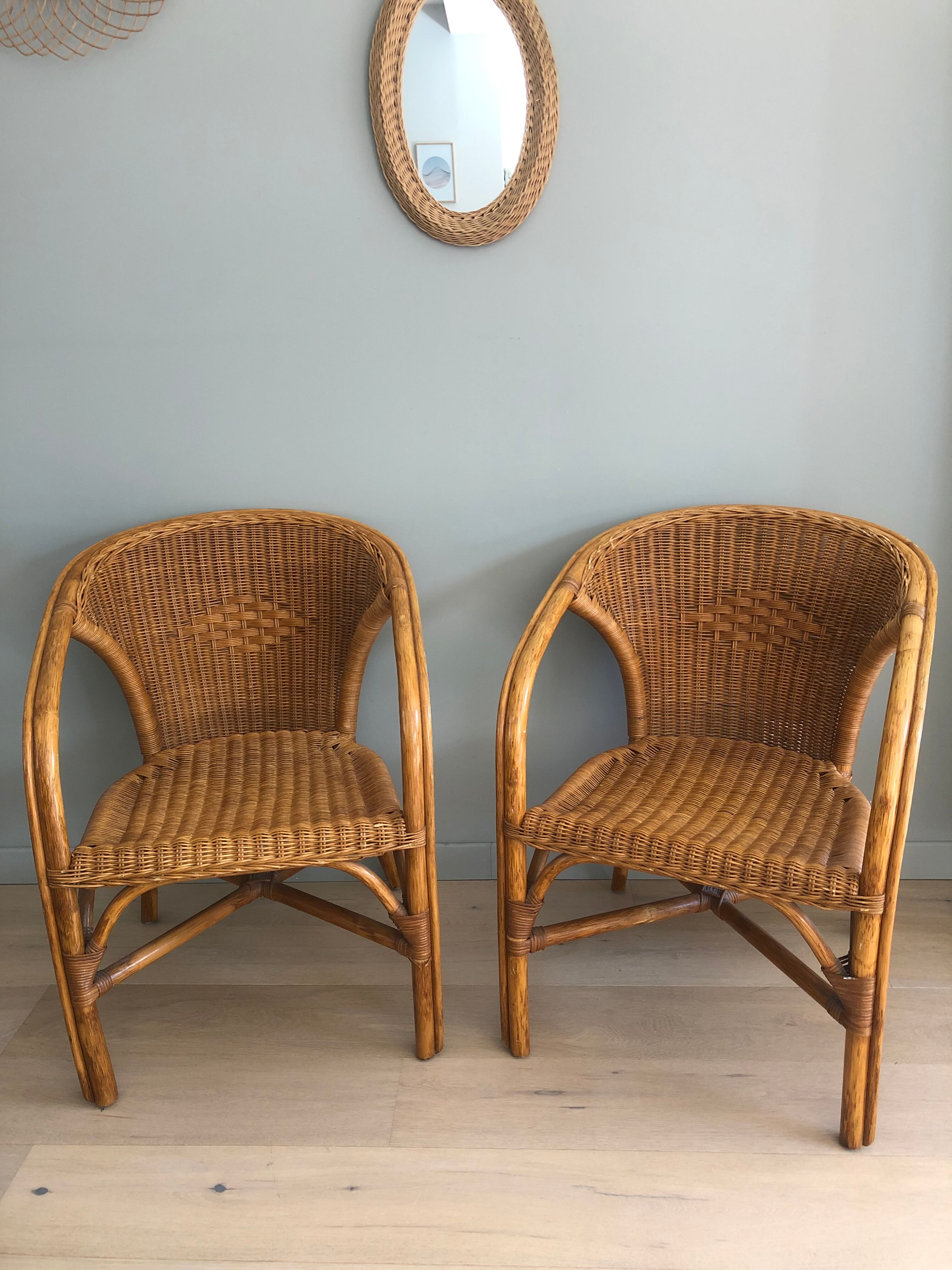 Pair of rattan armchairs from the 60s