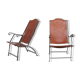Pair of mid-century leather and metal folding armchairs