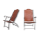 Pair of mid-century leather and metal folding armchairs