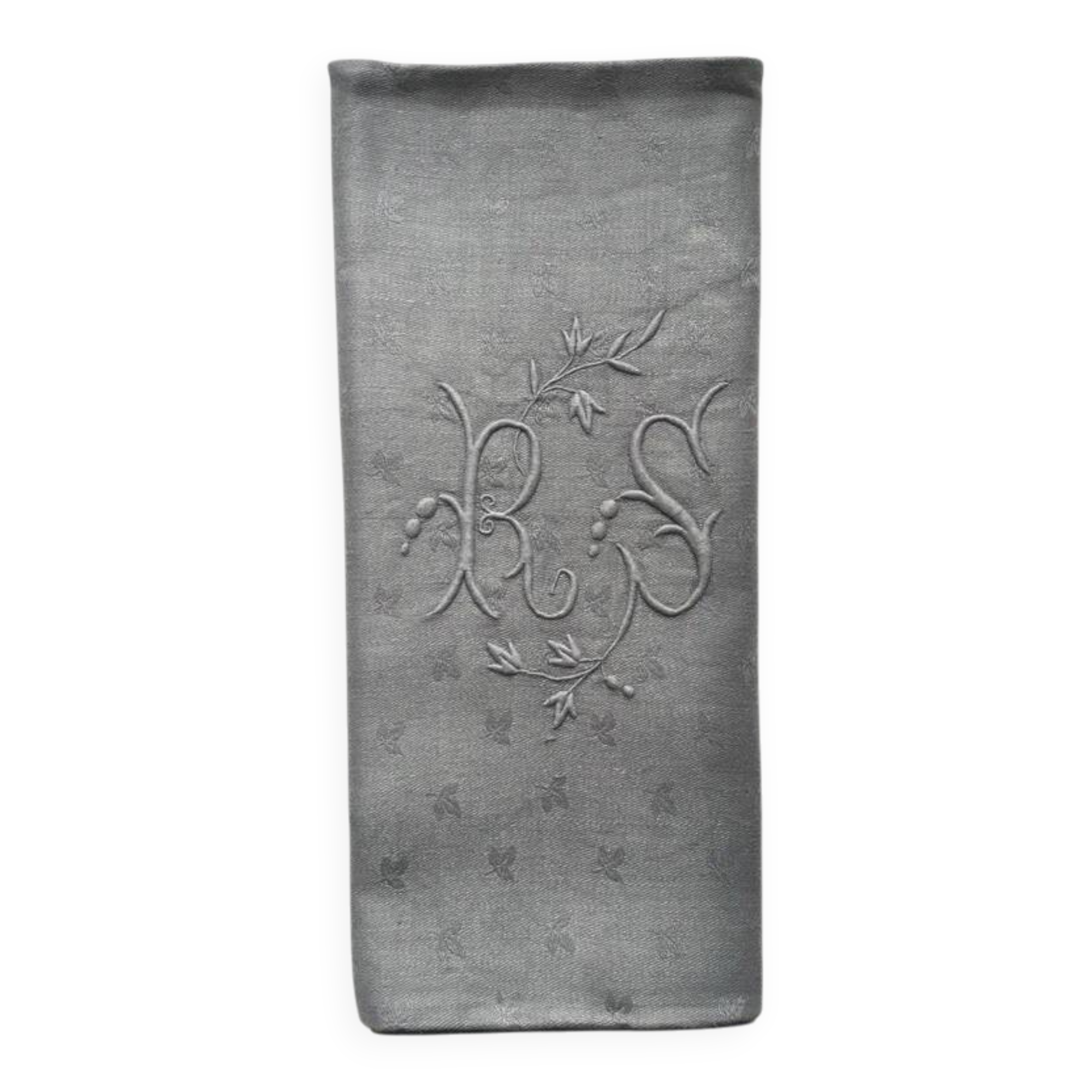 Old embroidered table napkin R S Grey