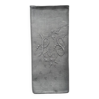 Old embroidered table napkin R S Grey
