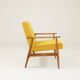 Fauteuil vintage jaune velours côtelé Scandinavian design by H.Lis