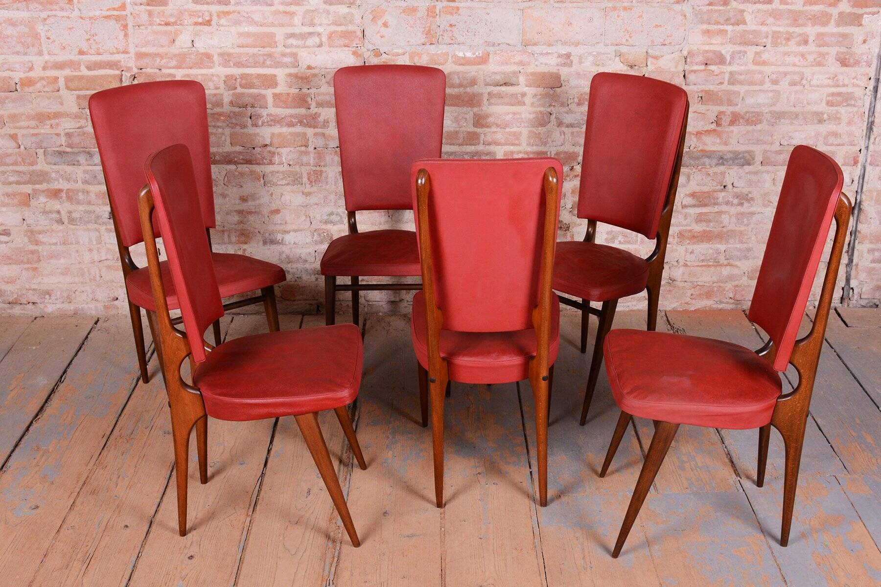 Vintage French Art Deco Chairs by Jules Leleu for Stella, 1940s, Set of 6