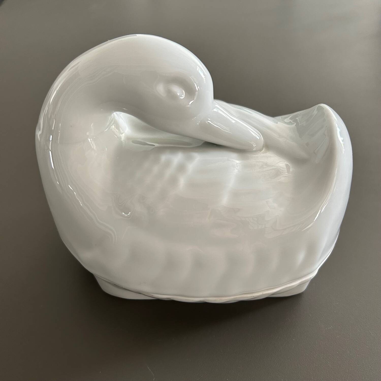 Porcelain swan butter dish