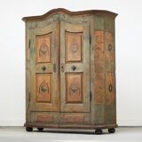 Armoire de mariée peinte d'art populaire 1792